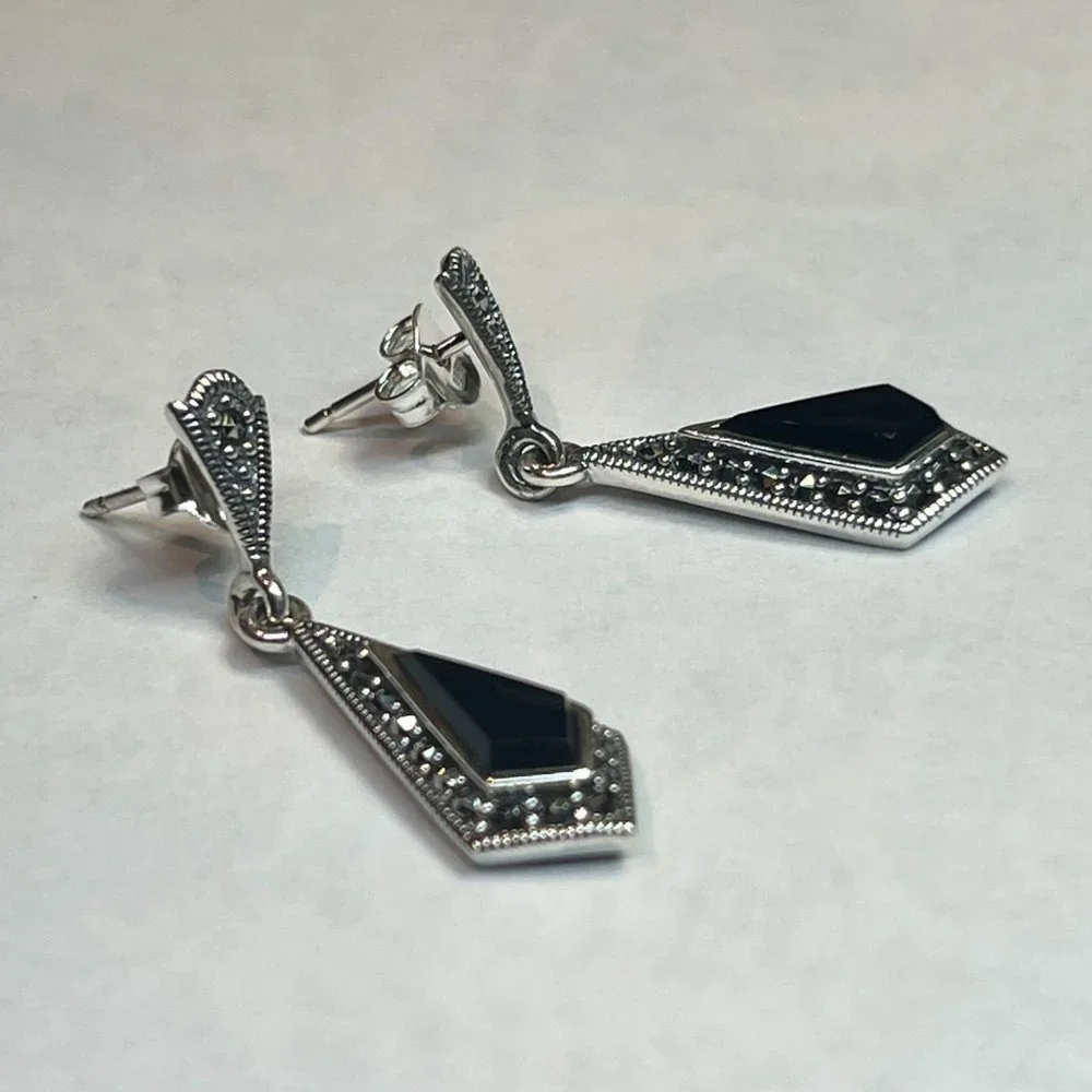 **SOLD***Sterling Silver Drop Kite Earrings Dangle Earrings for Women 925 Silver - Picture 4 of 10